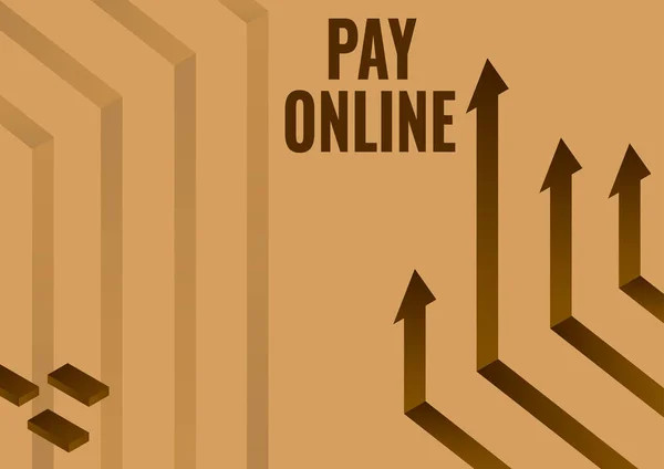 Sinal Escrita Mão Pay Online Foto Conceitual Comprar Produtos Serviços — Fotografia de Stock