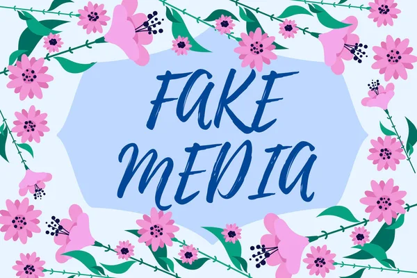 미디어 Fake Media 텍스트 Text Caption 비즈니스 Business Conception Formation — 스톡 사진