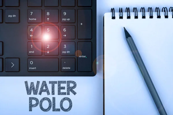 Hand Writing Sign Water Polo Business Showcase Konkurencyjny Zespół Sportowy — Zdjęcie stockowe