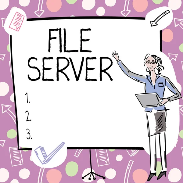 File Server Didascalia Concettuale Dispositivo Vetrina Aziendale Che Controlla Accesso — Foto Stock