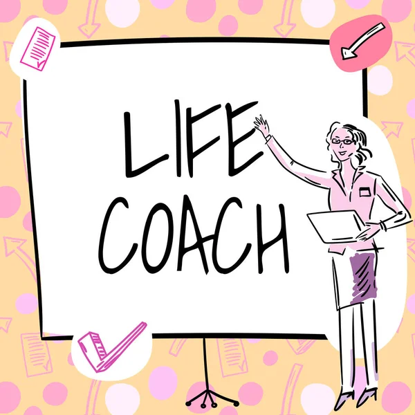 Текстовый Знак Показывающий Life Coach Word Written Person Who Advices — стоковое фото