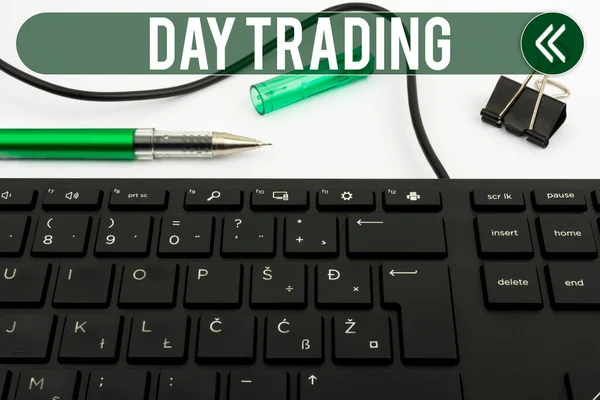 Texto Caligrafia Day Trading Business Mostrar Títulos Especificamente Compra Venda — Fotografia de Stock