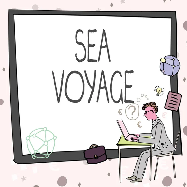 Tekst Teken Tonen Sea Voyage Business Overzicht Rijden Boot Door — Stockfoto