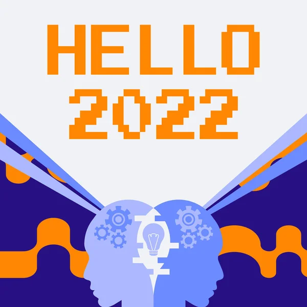 Yazısı Merhaba 2022 Gelecek Yeni Yıl Fikirlerini Birleştiren Yenilikçi Stratejiler — Stok fotoğraf