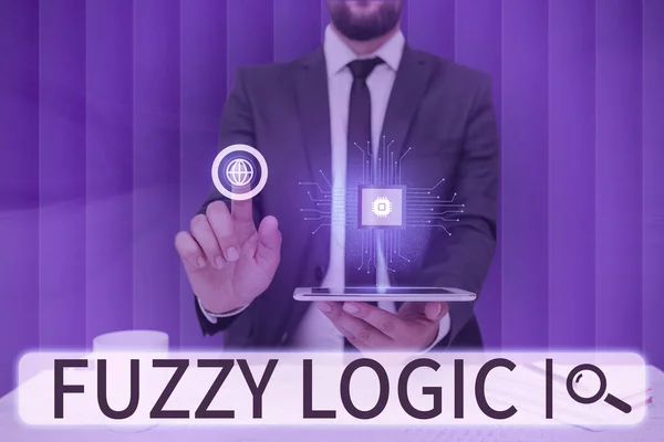 Handschrift Fuzzy Logic Bedrijfsoverzicht Controleert Omvang Van Vuil Vet Hoeveelheid — Stockfoto