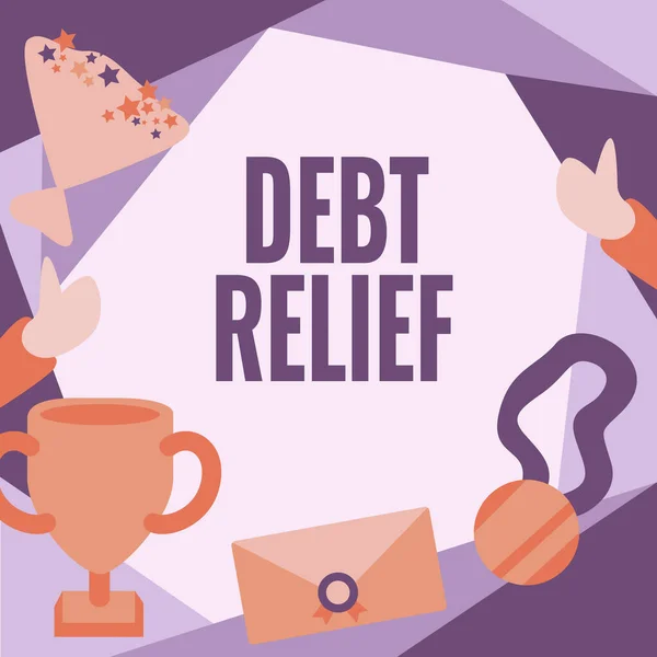 Debt Relief 개념의 부분적 전면적 성공을 축하하는 나라들의 사람들 트로피 — 스톡 사진