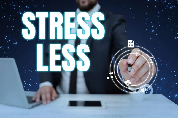 Tekst Bijschrift Presenteren Stress Less Zakelijke Aanpak Blijf Uit Buurt — Stockfoto