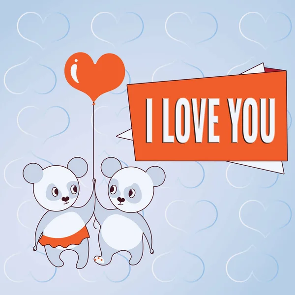 Sign displaying I LOVE YOU, Conceptual photo Expressing Love between couples on Valentines Day Bears holding heart balloon represent passionate couple with love goals.