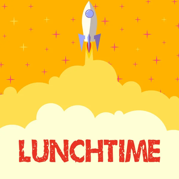 Lunchtime Internet Concept Meal Day Breakfast Dinner Rocket Ship Launching — 스톡 사진