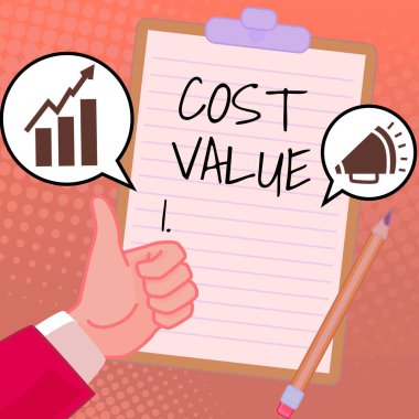 El yazısı işareti Cost Değer, Kavramsal fotoğraf. Yeni Fikirleri Gösteren Eller 'e genellikle aldığınız ya da işe aldığınız bir ürün için ödenen miktar. Palms Taşıma Defteri Sunum Planları