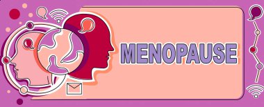 Menopoz, İş Konsepti, Kalıcı Durma ya da Adet Döngüsünün Sonu, Dünya 'ya Yeni Teknoloji Fikirlerini Gösteren Çoklu Başlar.