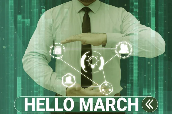 Texto Que Muestra Inspiración Hello March Business Approach Composición Musical — Foto de Stock