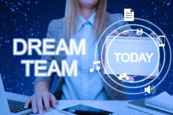 Zeichen Die Dream Team Konzept Bedeuten Bevorzugte Einheit Oder Gruppe — Stockfoto