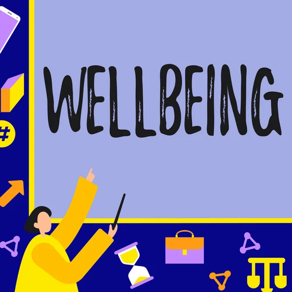 Text Caption Presenting Wellbeing Business Approach Good Satisfactory Condition Existence — Stock Photo, Image