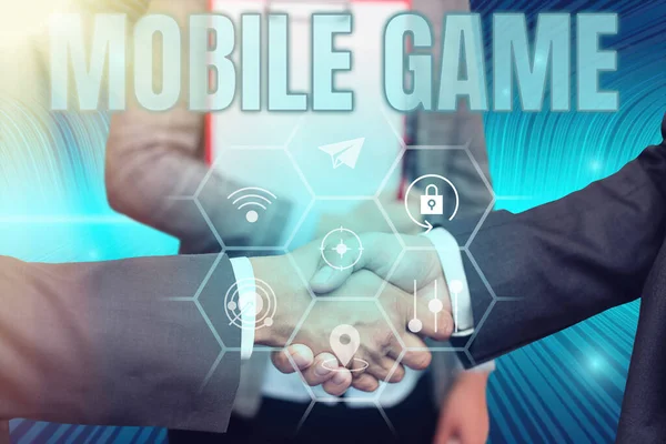 Handschrift Teken Mobile Game Business Showcase Zijn Vermakelijke Programma Gemaakt — Stockfoto