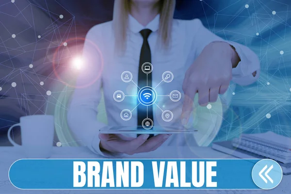 Schrijven Weergeven Van Tekst Brand Value Business Showcase Bedrijf Genereert — Stockfoto