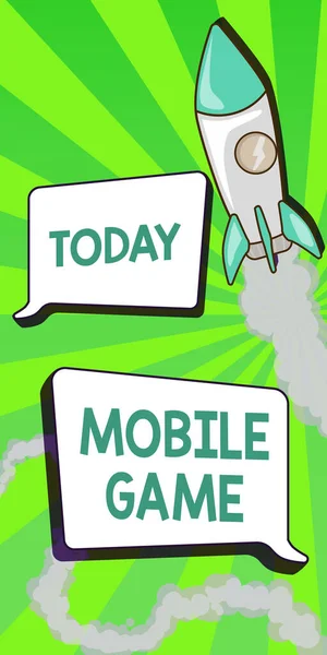 Ręczne Pisanie Znaku Mobile Game Koncepcja Oznacza Zabawne Programy Wykonane — Zdjęcie stockowe