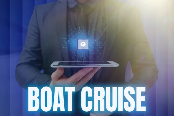Tekst Pokazujący Inspirację Boat Cruise Pomysł Biznes Żeglować Obszarze Bez — Zdjęcie stockowe