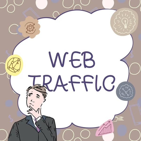 Ручной Знак Web Traffic Концепция Означает Количество Данных Отправленных Полученных — стоковое фото