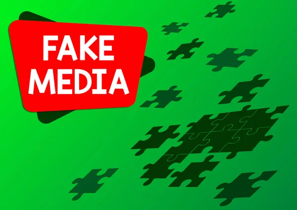 Zeichen Für Fake Media Business Ansatz Eine Von Brodcastern Gehaltene — Stockfoto