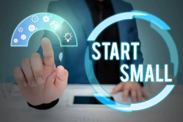 Handschrift Start Small Word Written Small Medium Enterprises Start Business — Stockfoto