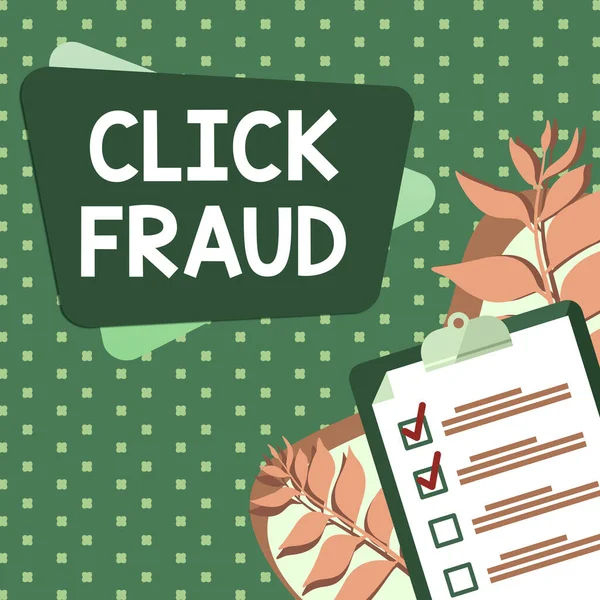 Handschrift Klik Fraude Concept Betekent Praktijk Van Herhaaldelijk Klikken Advertentie — Stockfoto