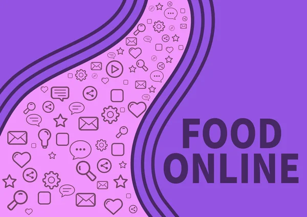 Gıda Çevrimiçi Kavramsal Başlık Yaklaşımı Telefon Uygulaması Veya Web Sitesi — Stok fotoğraf