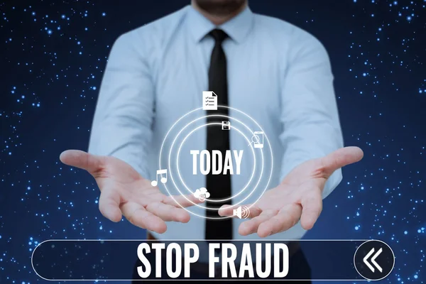 Affichage Conceptuel Stop Fraude Internet Les Conseils Campagne Concept Montrant — Photo