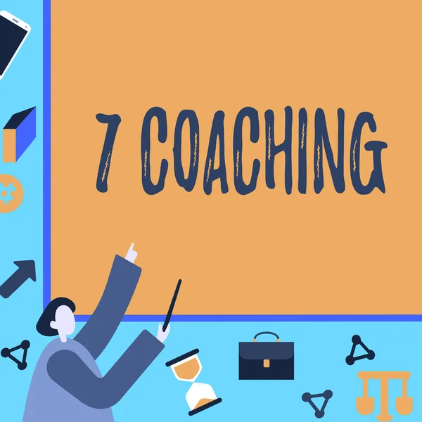 Coaching Business Approach Refers Many Figures Business Successman Pointing Fingerpresentation — 스톡 사진