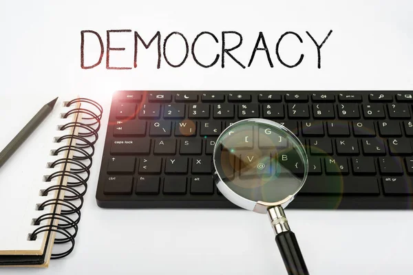 Leyenda Conceptual Democracia Internet Concepto Libertad Demostración Para Expresar Sus — Foto de Stock