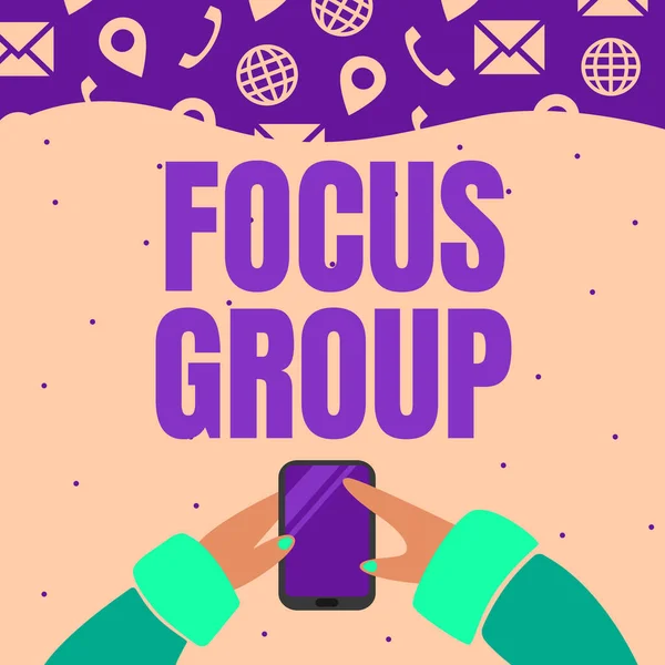 Focus Group 사이트 Handwriting Text Focus Group Concept Presented Participate — 스톡 사진
