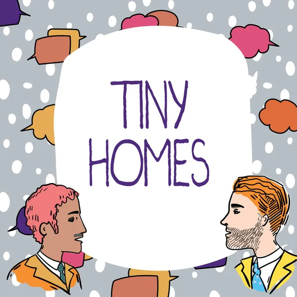 Yazısı Tabelası Tiny Homes Gözetleme Evleri Sadece Bir Iki Oda — Stok fotoğraf