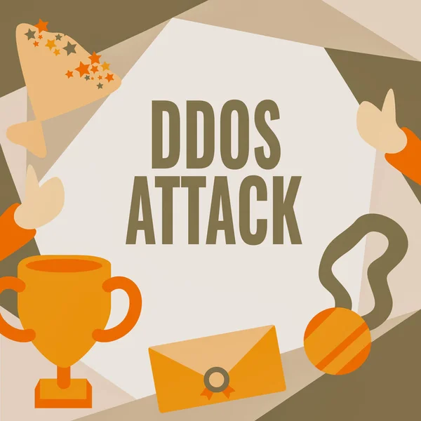 Ddos Attack 텍스트 범인을 단어는 네트워크 자원을 이용할 수없는 사람들로 — 스톡 사진