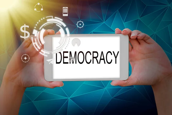 Leyenda Texto Que Presenta Democracia Concepto Empresarial Libertad Muestra Para — Foto de Stock