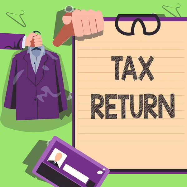 Text Rukopisu Tax Return Business Showcase Který Daňový Poplatník Předkládá — Stock fotografie