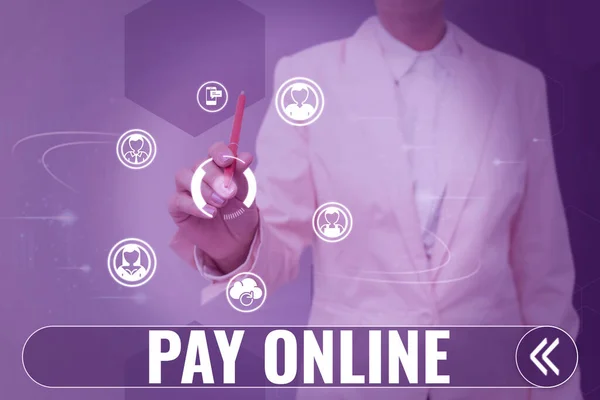 Εγγραφείτε Εμφανίζοντας Pay Online Επιχειρηματική Προσέγγιση Αγοράζουν Προϊόντα Υπηρεσίες Χρησιμοποιώντας — Φωτογραφία Αρχείου