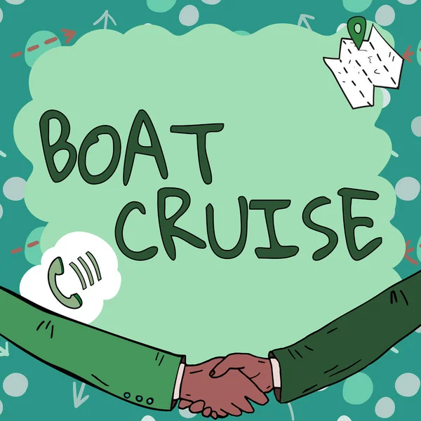 Tekst Pokazujący Inspirację Boat Cruise Słowo Wpisany Żagiel Obszarze Bez — Zdjęcie stockowe