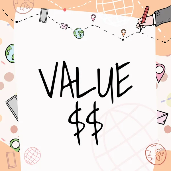 Bildunterschrift Value Dolar Geschäftsidee Der Wert Des Prozesses Des Derzeit — Stockfoto