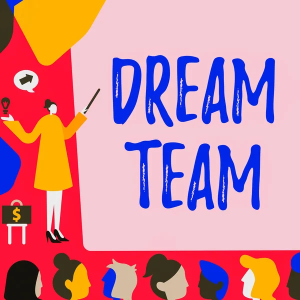 Inspiráció Mutató Jel Dream Team Internet Concept Preferált Egység Vagy — Stock Fotó