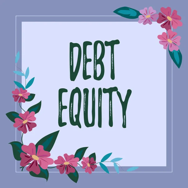 Conceptual Caption Debt Equity Business Overview Dividing Companys Total Liabilities — Stock Photo, Image