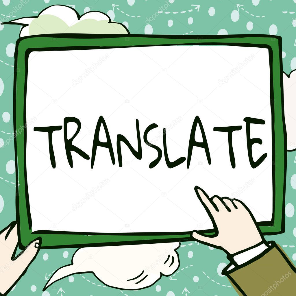 Handwriting text Translate, Concept meaning Another word with same equivalent meaning of a target language Hands Holding Paper Showing New Ideas Surrounded With Stars.