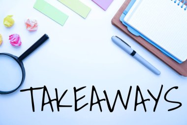 Takeaway, Business approach 'ı sunan metin başlığı. Sizden bir şey isteyen, Parlak Okul Malzemeleri, Öğrenme Koleksiyonları Öğreten, Araçları Yazan birine bir eylem ya da örnek.,