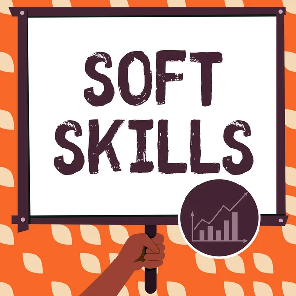 Σημάδι Κειμένου Που Δείχνει Soft Skills Εννοιολογική Φωτογραφία Προσωπικό Χαρακτηριστικό — Φωτογραφία Αρχείου