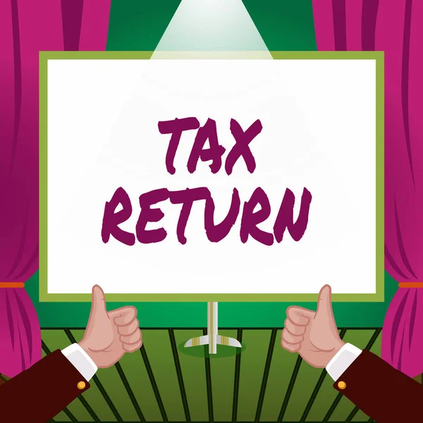 Hand Writing Sign Tax Return Business Concept Which Φορολογούμενος Κάνει — Φωτογραφία Αρχείου