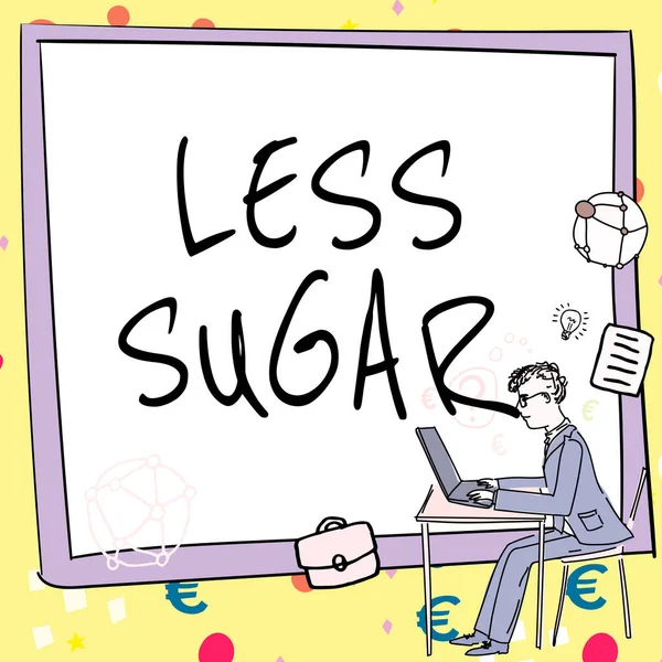 Yazısı Metni Daha Şeker Herhangi Bir Yiyecek Veya Içeceğin Daha — Stok fotoğraf