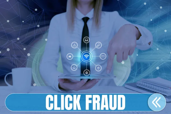 Inspiración Mostrando Signo Haga Clic Fraude Práctica Idea Negocio Hacer — Foto de Stock