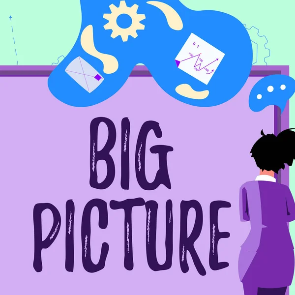 Tekenen Weergeven Van Big Picture Business Idee Belangrijkste Feiten Bepaalde — Stockfoto