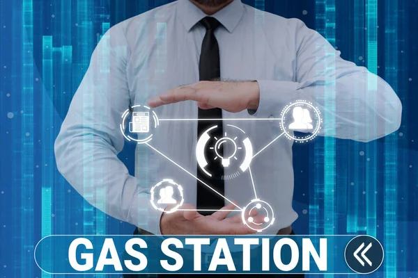 Texto Mostrando Inspiração Gás Station Vitrine Negócios Para Manutenção Veículos — Fotografia de Stock