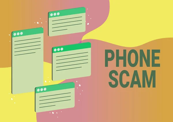 Concereption Phone Scam Business Overview 성공적 온라인 커뮤니케이션 동료를 상징하는 — 스톡 사진