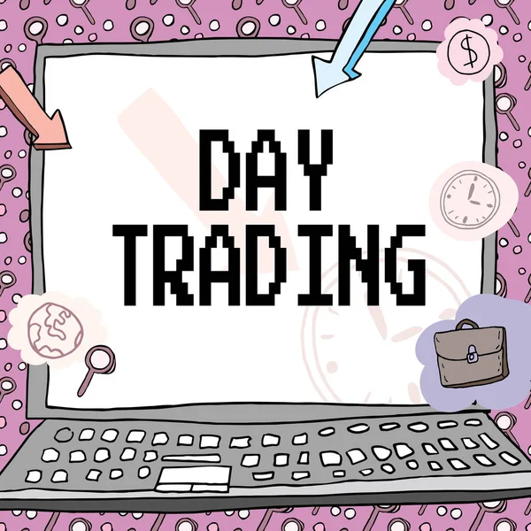 Exibição Conceitual Day Trading Negócios Mostrar Títulos Especificamente Compra Venda — Fotografia de Stock